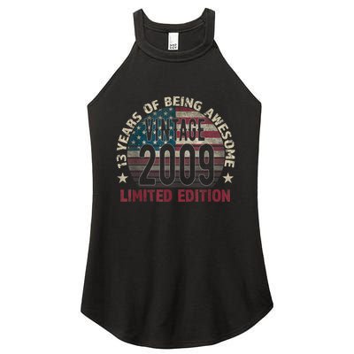 13th Birthday Gift Boys Vintage 2009 13 Years Old USA Flag Women's Perfect Tri Rocker Tank