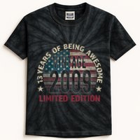 13th Birthday Gift Boys Vintage 2009 13 Years Old USA Flag Kids Tie-Dye T-Shirt