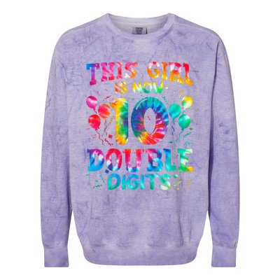 10th Birthday Gift This Is Now 10 Tie Dye Double Digits Colorblast Crewneck Sweatshirt