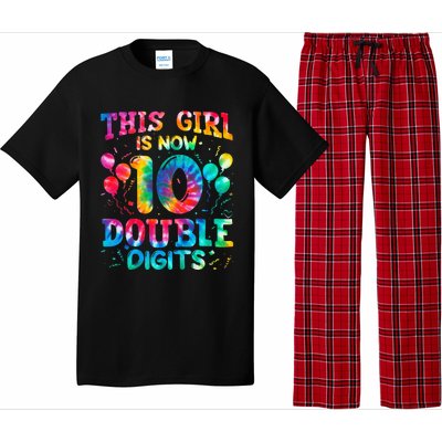 10th Birthday Gift This Is Now 10 Tie Dye Double Digits Pajama Set