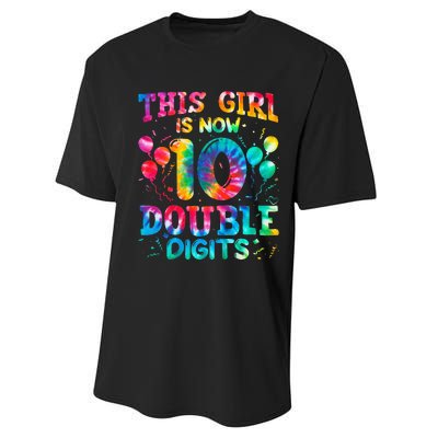 10th Birthday Gift This Is Now 10 Tie Dye Double Digits Performance Sprint T-Shirt