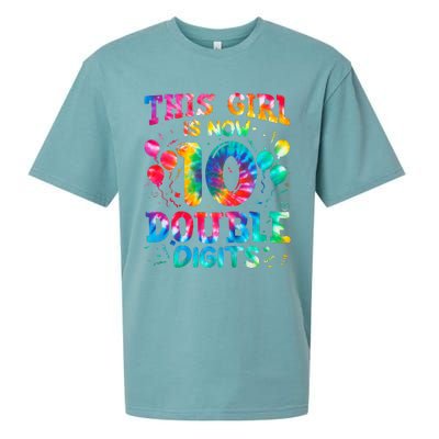 10th Birthday Gift This Is Now 10 Tie Dye Double Digits Sueded Cloud Jersey T-Shirt