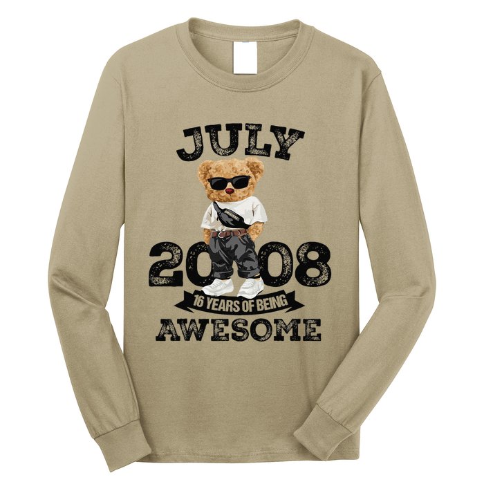 16th Birthday Gift 16 Year Old Vintage July 2008 Long Sleeve Shirt