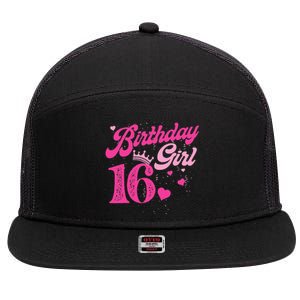 16th Birthday Girl Crown 16 Years Old Bday 7 Panel Mesh Trucker Snapback Hat