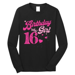 16th Birthday Girl Crown 16 Years Old Bday Long Sleeve Shirt