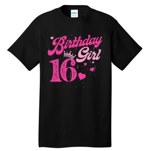 16th Birthday Girl Crown 16 Years Old Bday Tall T-Shirt