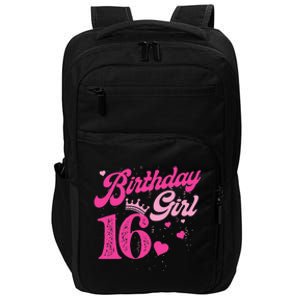 16th Birthday Girl Crown 16 Years Old Bday Impact Tech Backpack