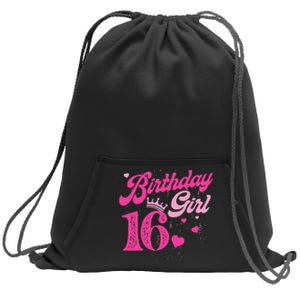 16th Birthday Girl Crown 16 Years Old Bday Sweatshirt Cinch Pack Bag