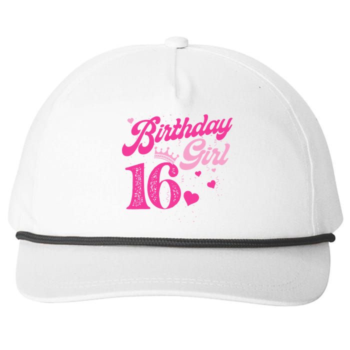 16th Birthday Girl Crown 16 Years Old Bday Snapback Five-Panel Rope Hat