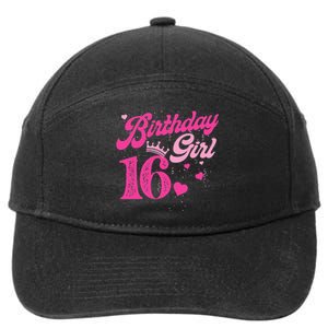 16th Birthday Girl Crown 16 Years Old Bday 7-Panel Snapback Hat