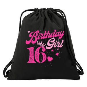 16th Birthday Girl Crown 16 Years Old Bday Drawstring Bag