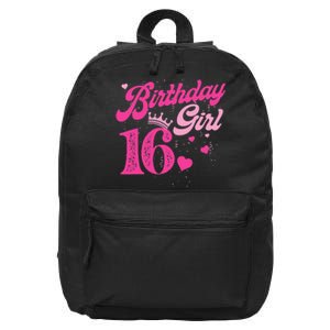 16th Birthday Girl Crown 16 Years Old Bday 16 in Basic Backpack