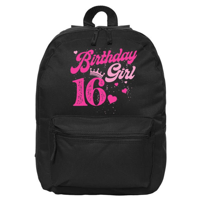 16th Birthday Girl Crown 16 Years Old Bday 16 in Basic Backpack