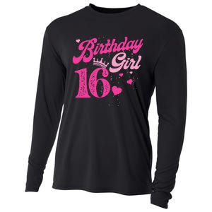 16th Birthday Girl Crown 16 Years Old Bday Cooling Performance Long Sleeve Crew