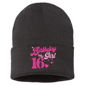 16th Birthday Girl Crown 16 Years Old Bday Sustainable Knit Beanie