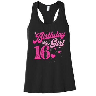 16th Birthday Girl Crown 16 Years Old Bday Women's Racerback Tank