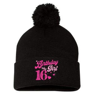 16th Birthday Girl Crown 16 Years Old Bday Pom Pom 12in Knit Beanie