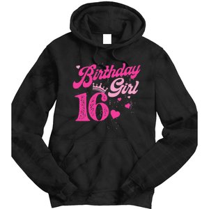 16th Birthday Girl Crown 16 Years Old Bday Tie Dye Hoodie