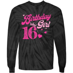 16th Birthday Girl Crown 16 Years Old Bday Tie-Dye Long Sleeve Shirt