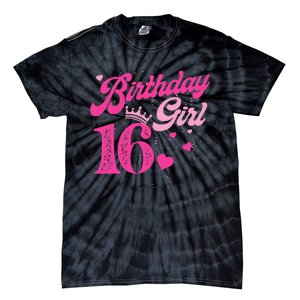 16th Birthday Girl Crown 16 Years Old Bday Tie-Dye T-Shirt