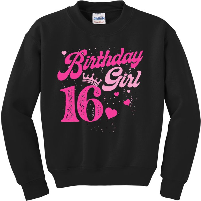 16th Birthday Girl Crown 16 Years Old Bday Kids Sweatshirt