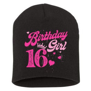 16th Birthday Girl Crown 16 Years Old Bday Short Acrylic Beanie