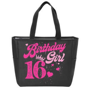 16th Birthday Girl Crown 16 Years Old Bday Zip Tote Bag