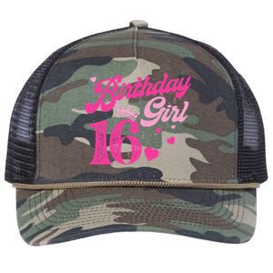 16th Birthday Girl Crown 16 Years Old Bday Retro Rope Trucker Hat Cap