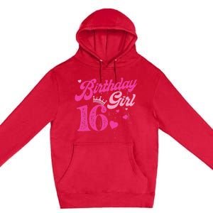 16th Birthday Girl Crown 16 Years Old Bday Premium Pullover Hoodie