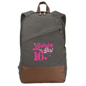 16th Birthday Girl Crown 16 Years Old Bday Cotton Canvas Backpack