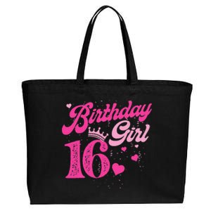 16th Birthday Girl Crown 16 Years Old Bday Cotton Canvas Jumbo Tote