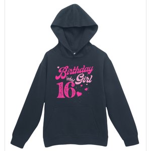 16th Birthday Girl Crown 16 Years Old Bday Urban Pullover Hoodie