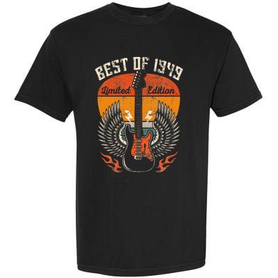 1949 Birthday Gifts Guitar Lovers 75th Garment-Dyed Heavyweight T-Shirt