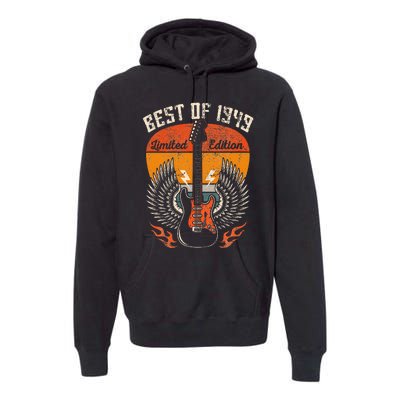 1949 Birthday Gifts Guitar Lovers 75th Premium Hoodie