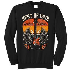 1949 Birthday Gifts Guitar Lovers 75th Tall Sweatshirt