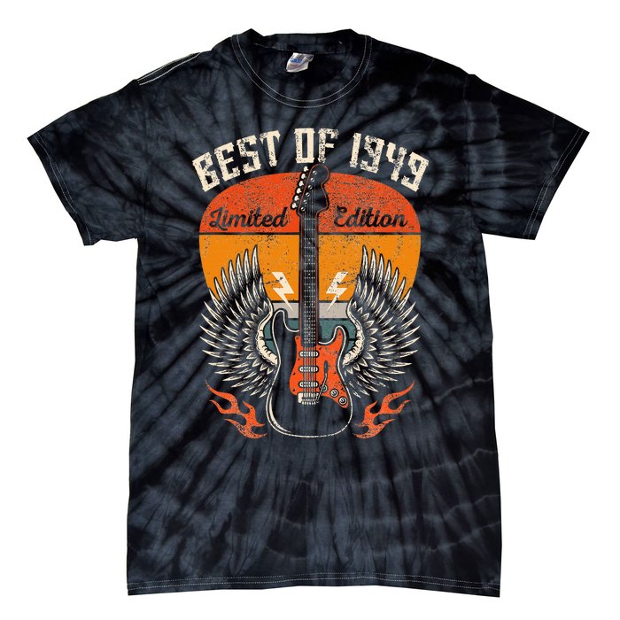 1949 Birthday Gifts Guitar Lovers 75th Tie-Dye T-Shirt