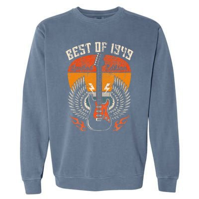 1949 Birthday Gifts Guitar Lovers 75th Garment-Dyed Sweatshirt