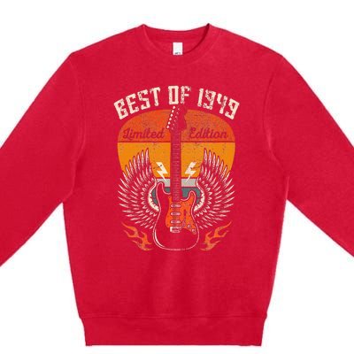 1949 Birthday Gifts Guitar Lovers 75th Premium Crewneck Sweatshirt