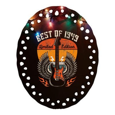 1949 Birthday Gifts Guitar Lovers 75th Ceramic Oval Ornament