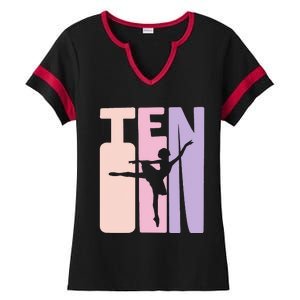 10th Birthday Gift Ballet Dancer 10 Years Old Ballerina Ladies Halftime Notch Neck Tee