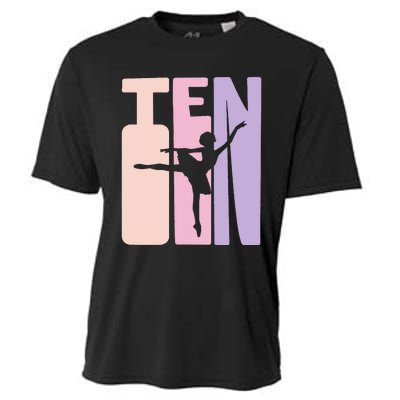 10th Birthday Gift Ballet Dancer 10 Years Old Ballerina Cooling Performance Crew T-Shirt