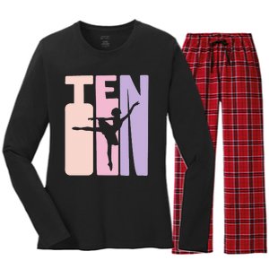 10th Birthday Gift Ballet Dancer 10 Years Old Ballerina Women's Long Sleeve Flannel Pajama Set 