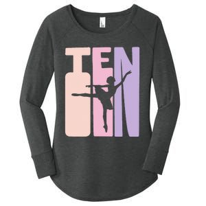 10th Birthday Gift Ballet Dancer 10 Years Old Ballerina Women's Perfect Tri Tunic Long Sleeve Shirt