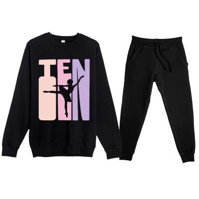 10th Birthday Gift Ballet Dancer 10 Years Old Ballerina Premium Crewneck Sweatsuit Set