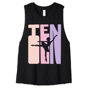 10th Birthday Gift Ballet Dancer 10 Years Old Ballerina Women's Racerback Cropped Tank