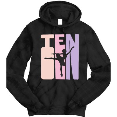 10th Birthday Gift Ballet Dancer 10 Years Old Ballerina Tie Dye Hoodie