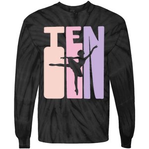 10th Birthday Gift Ballet Dancer 10 Years Old Ballerina Tie-Dye Long Sleeve Shirt