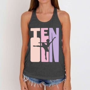 10th Birthday Gift Ballet Dancer 10 Years Old Ballerina Women's Knotted Racerback Tank