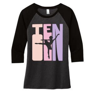 10th Birthday Gift Ballet Dancer 10 Years Old Ballerina Women's Tri-Blend 3/4-Sleeve Raglan Shirt