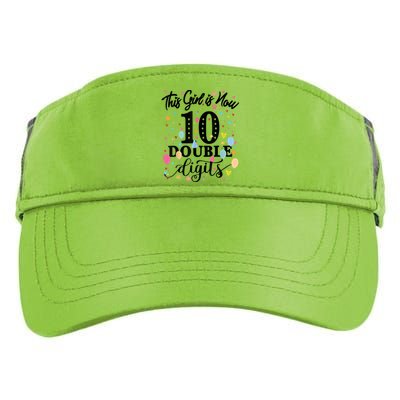 10th Birthday Gifts Shirt This Girl Is Now 10 Double Digits Adult Drive Performance Visor